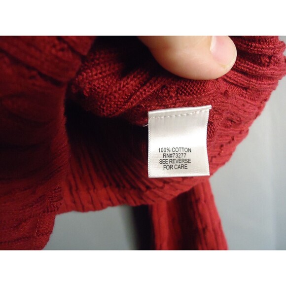 Apt 9 Cardigan Sweater Cable Knit Ship Red Notch Collar Button Front Size 1X New - Picture 7 of 11